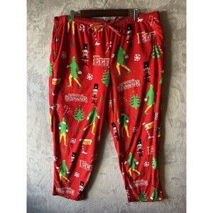 Elf Pajama Pants Women's 2X 18W-20W PJ Red Soft Fleece‎ Drawstring Elastic Waist
